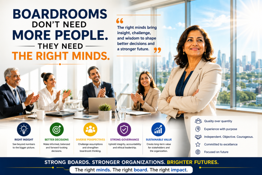 Boardrooms don’t need more people.They need the right minds.| anuradhaboardgovernance.com